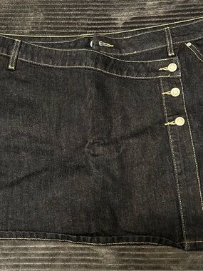 Fashion Nova Dark Indigo Denim Mini Skort with Side Buttons